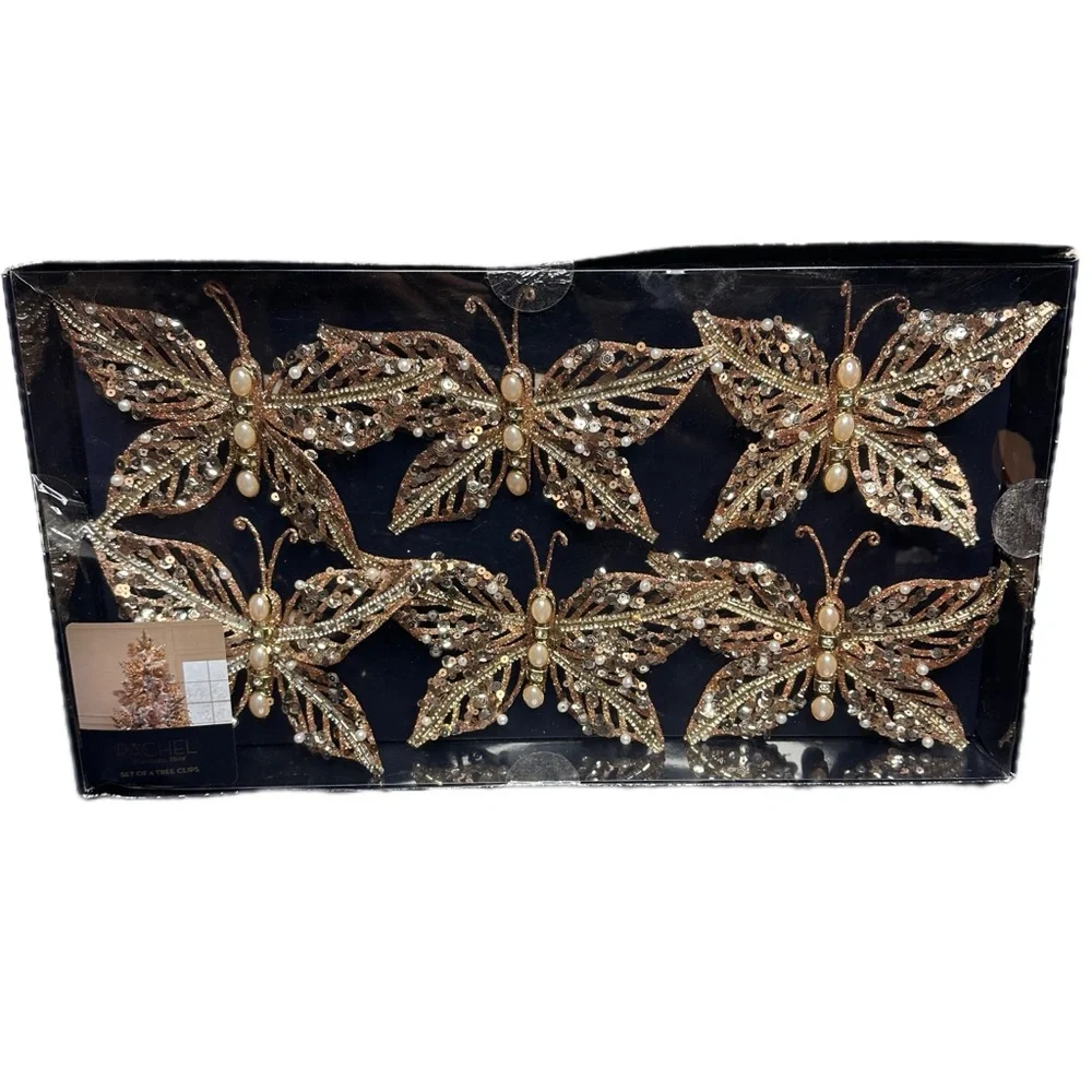 RACHEL Rachel Roy Gold-Colored Butterfly Tree Clip Ornaments NEW! - Picture 1 of 9